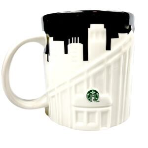 San Francisco Skyline Golden Gate Relief Large Starbucks Mug 2012 Red Cable Car